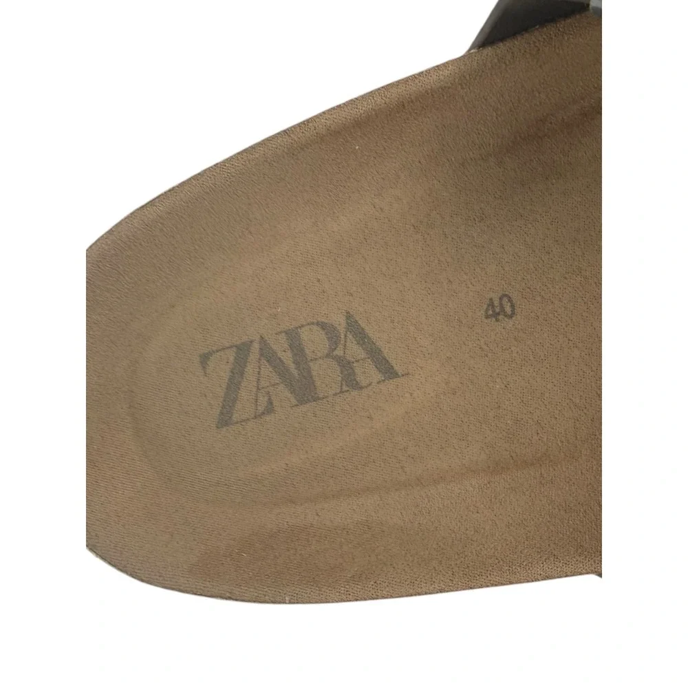 Zara Women's Brown Suede Cork Flat Slide Sandals Size EUR 40 (US 9) Boho Hippie - Picture 2 of 12